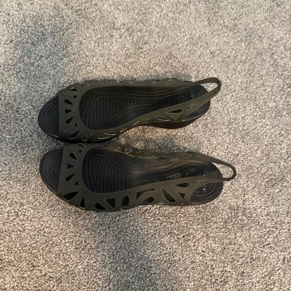 Crocs Adrina Slingback Wedge Peep Toe Slip On Shoes Cut Out Women's US Size 7 - Picture 4 of 5